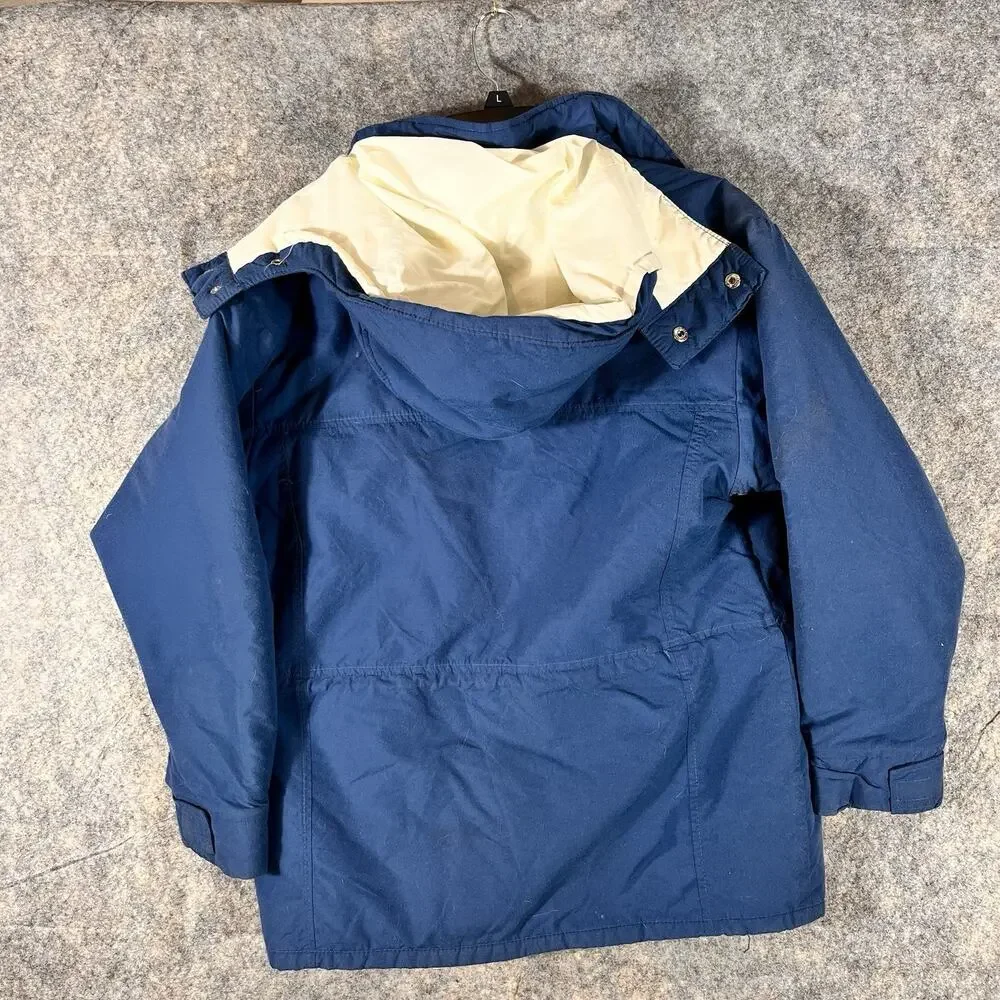 Vtg Woolrich‎ Mens Parka Jacket LARGE Blue Long / Lined USA Made/ Small Flaw